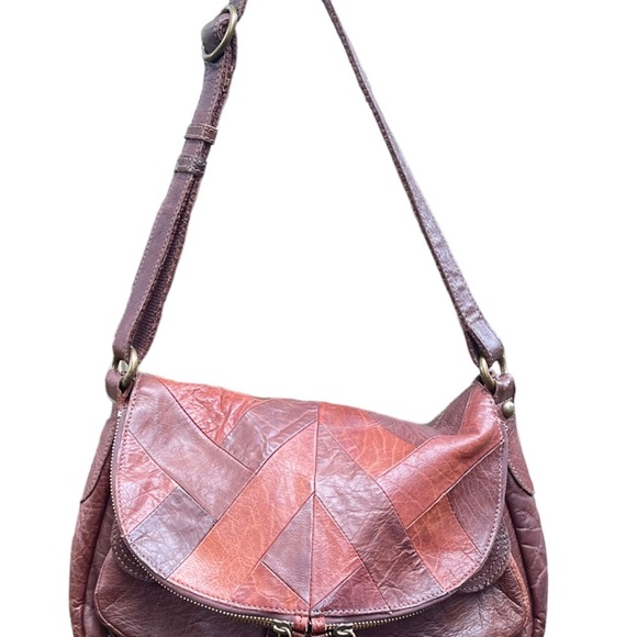 Lucky Brand | Brandy & Chocolate Piece Train Leather Shoulder Bag - Picture 2 of 11